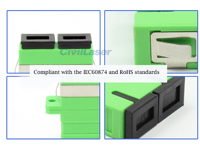 SC Double Core Fiber Optic Adapter APC Fiber Coupler